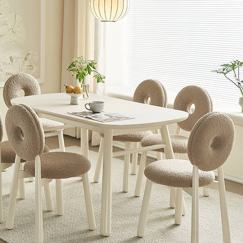 Simple Rectangular Fixed White Dining Table for a Minimalist Appeal