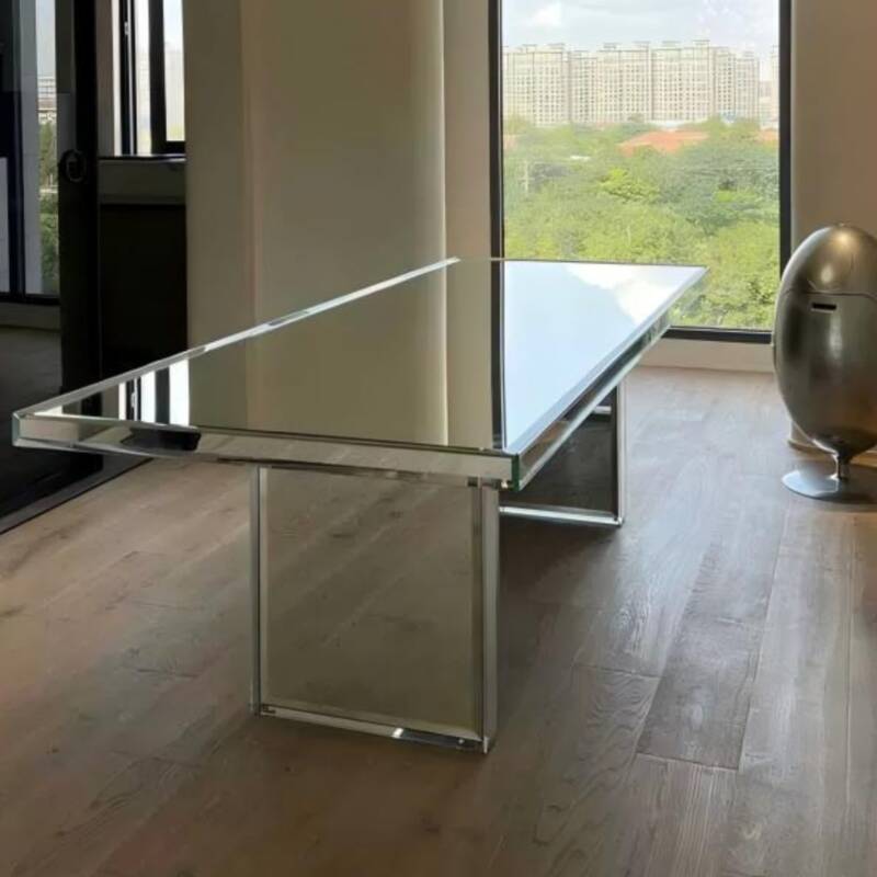 Dining Table with Vitreous Top, Seats 8, Translucent Colour