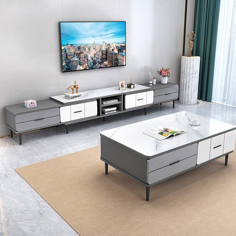 Vitreous Rectangular TV Stand with 2 Shelves