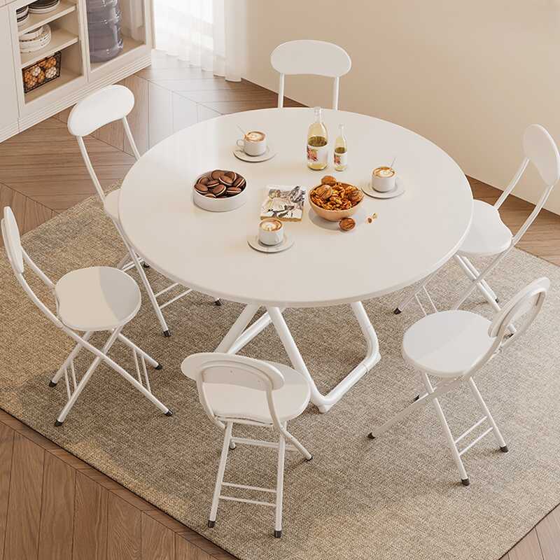 Simplistic White Timber Portable Extendable Dining Table