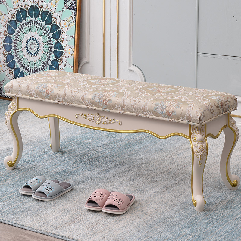 Glamorous Flowered Pattern Accent Bench