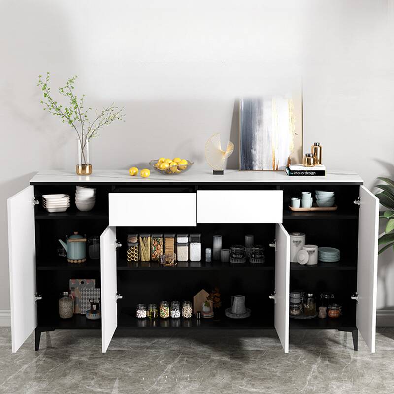 Versatile Sideboard with 2/3 Drawers, Closet Cabinet, Standard/Narrow/Wide Sizes, 3/Two Internal Shelves, Drawer Storage, Manufactured Wood/Stone Countertop, and 4/2/3 Doors