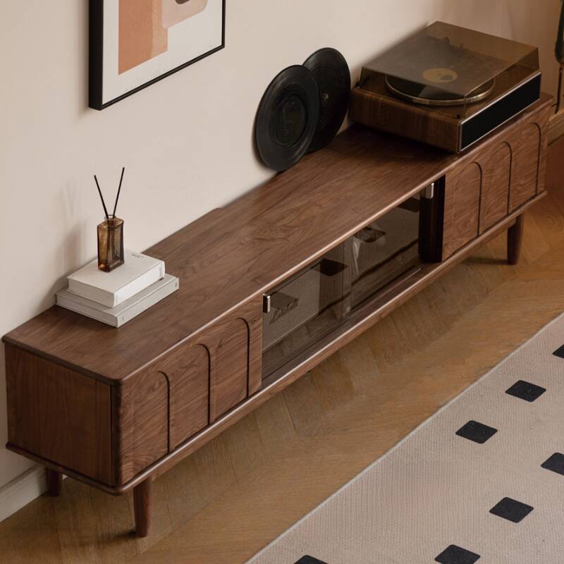 Warm Shaker Rectangular TV Stand with Integrated Lighting