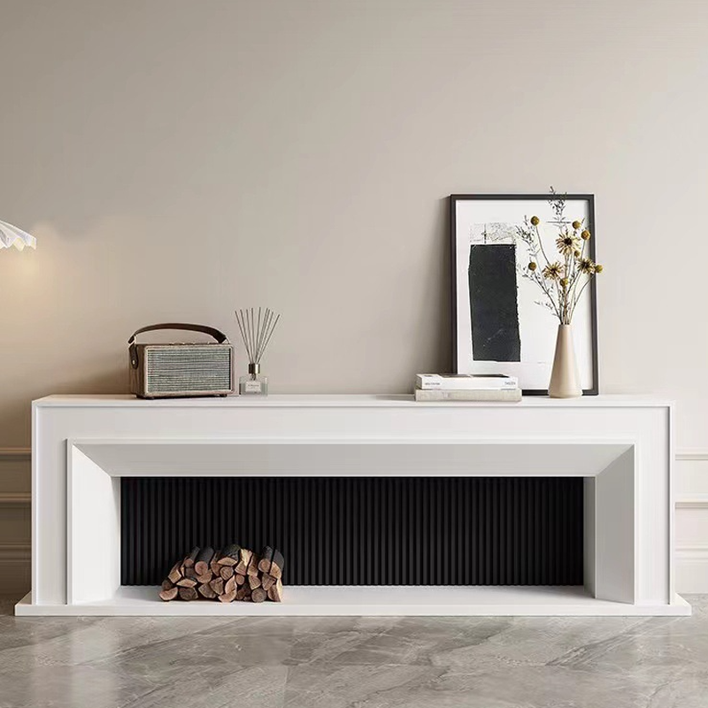 Modern Design Lumber Rectangular TV Stand with Unenclosed Storage