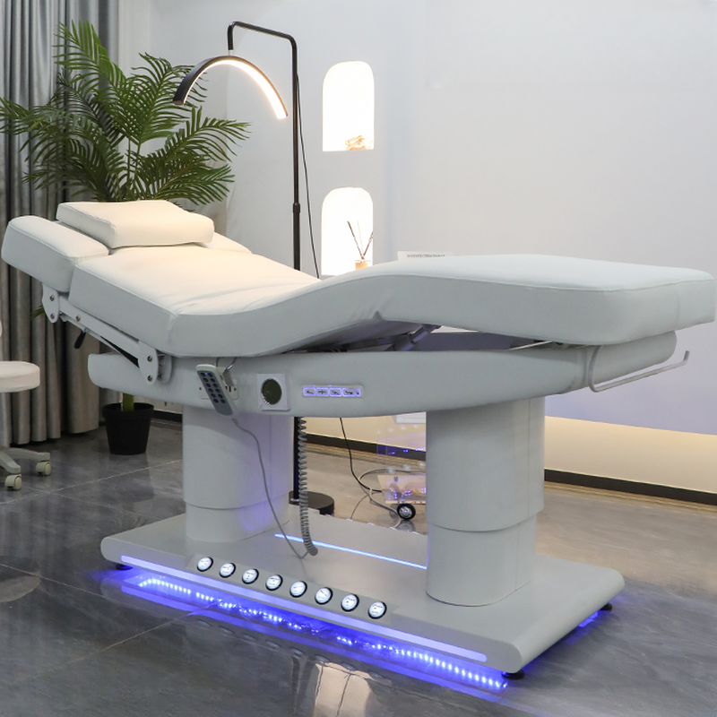Height-adjustable Rectangular Facial Bed with Alloy Cylinder Base