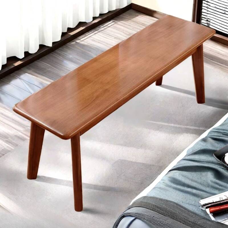 Simplistic Natural Wood Rectangular Solid Colour Sitting Bench Indoor