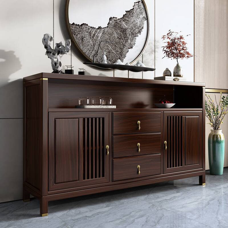 Standard Sideboard with 3 Drawers, Closet Cabinet, 1 Exterior Shelf, Lumber Countertop, and 2 Doors