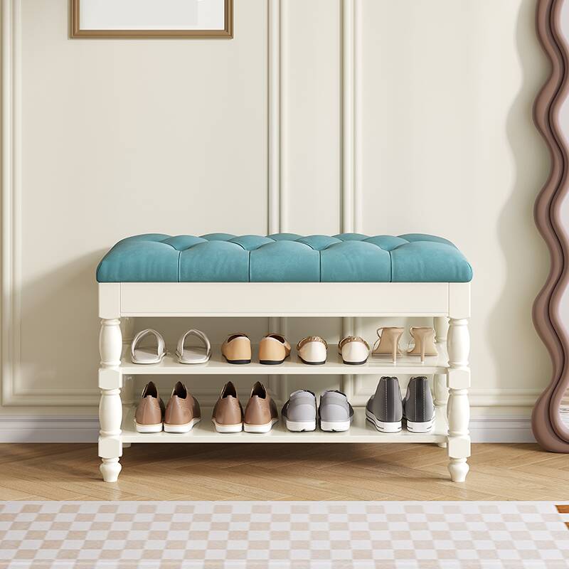 Rectangle Stitch-tufted Upholstered Bench Seat for Entryway with Wood Frame and Storage