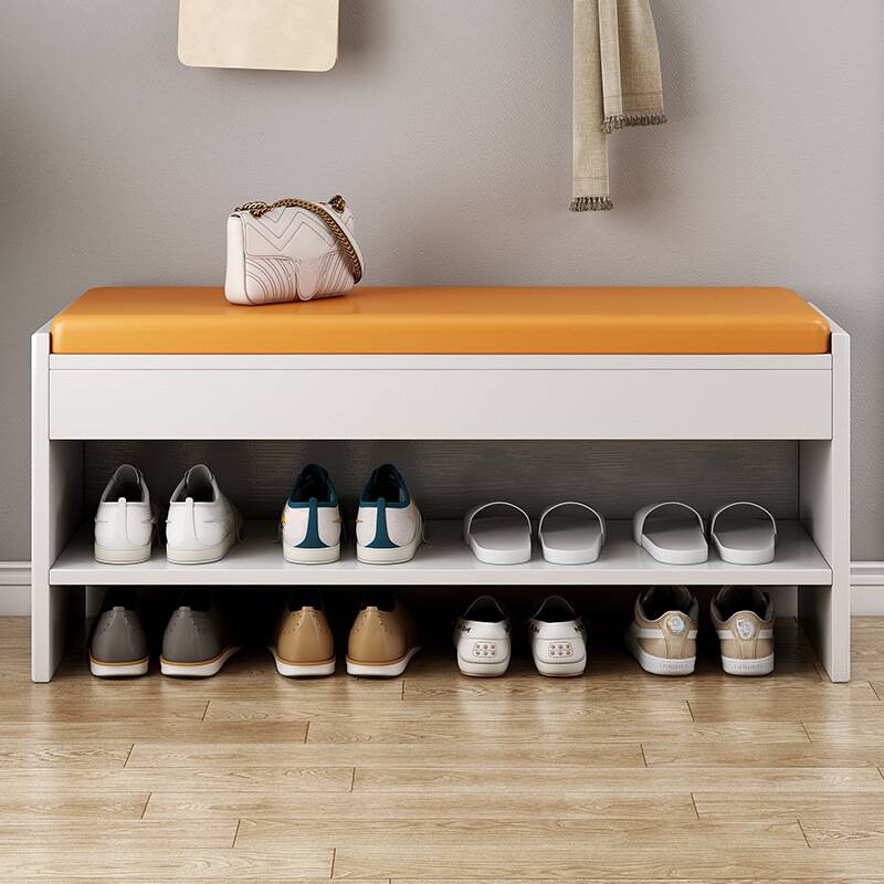 Midnight Black/Grey/Citrus Colour Rectangular Shoe Bench with Shoe Storage