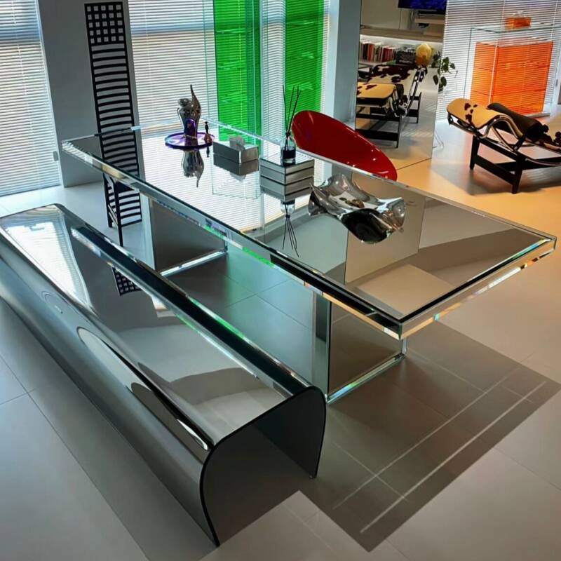 Dining Table with Translucent Vitreous Top, Seats 8