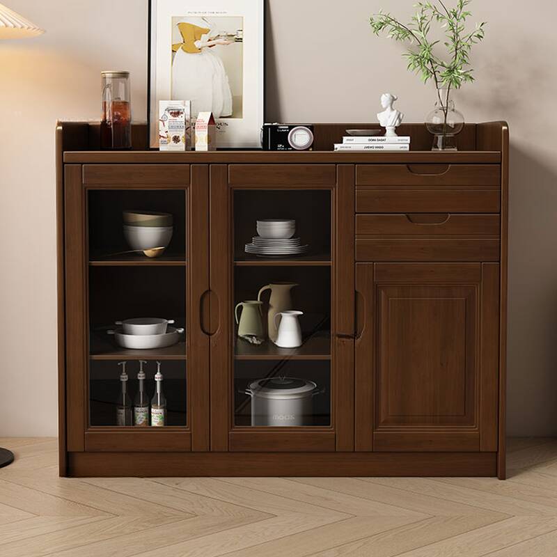 Wood Standard/Narrow Credenza with 2 Drawers, 1 Shelf, 4 Doors/3 Doors/2 Doors & Closet