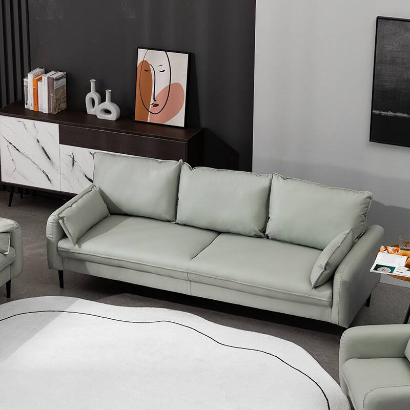 Standard Sofa in Dark Grey/Jade Green/Apricot Colour with Arm and 5 Pillows