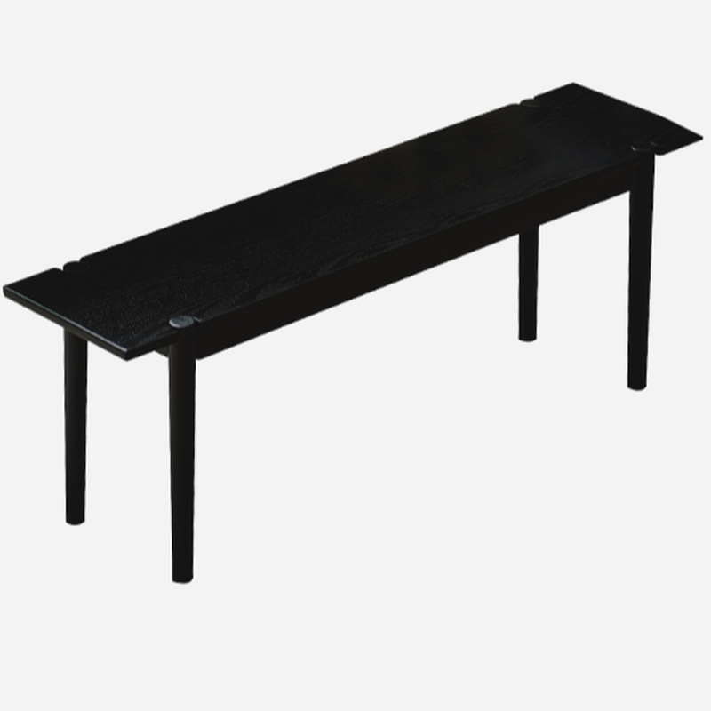 Trendy Charcoal Rectangular Solid Colour Indoor Bench Seat with Natural Wood Legs