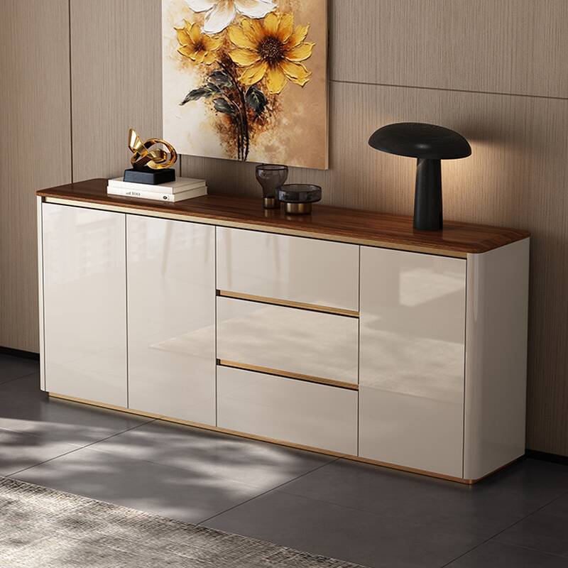 Modern Simple Style Sideboard with 3 Drawers, Standard/Narrow Size, Kitchen Cupboards, Composite Wood Countertop, Changeable Shelf, 2/3 Doors