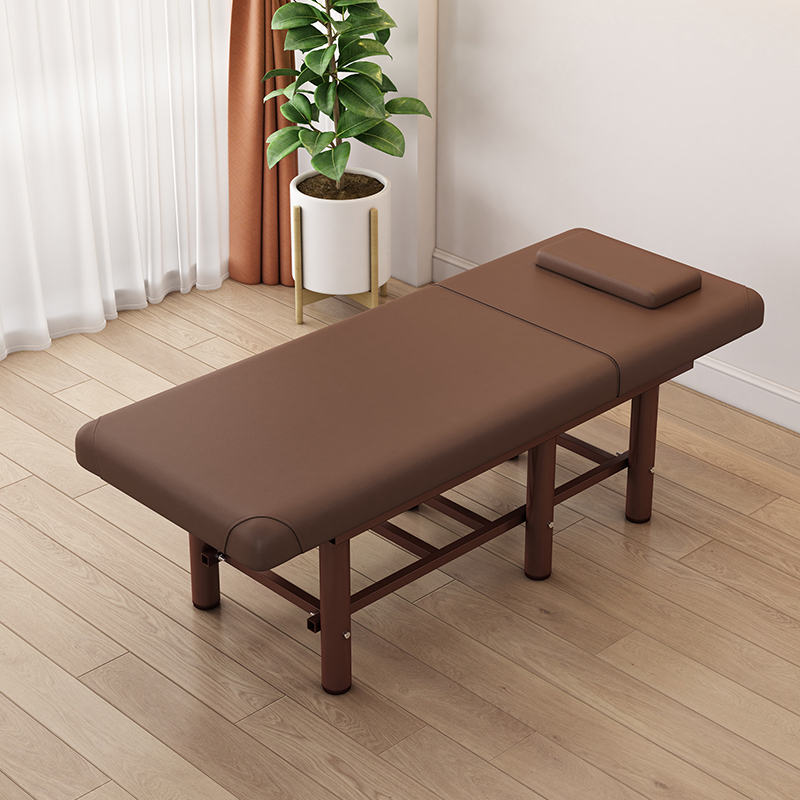 Height-adjustable Rectangular Facial Bed with Steel Trestle Base