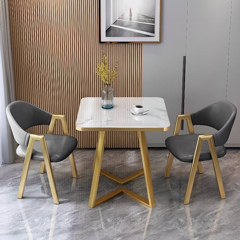 Casual Square Timber Dining Table for 2 with Fixed Mechanism and White Top