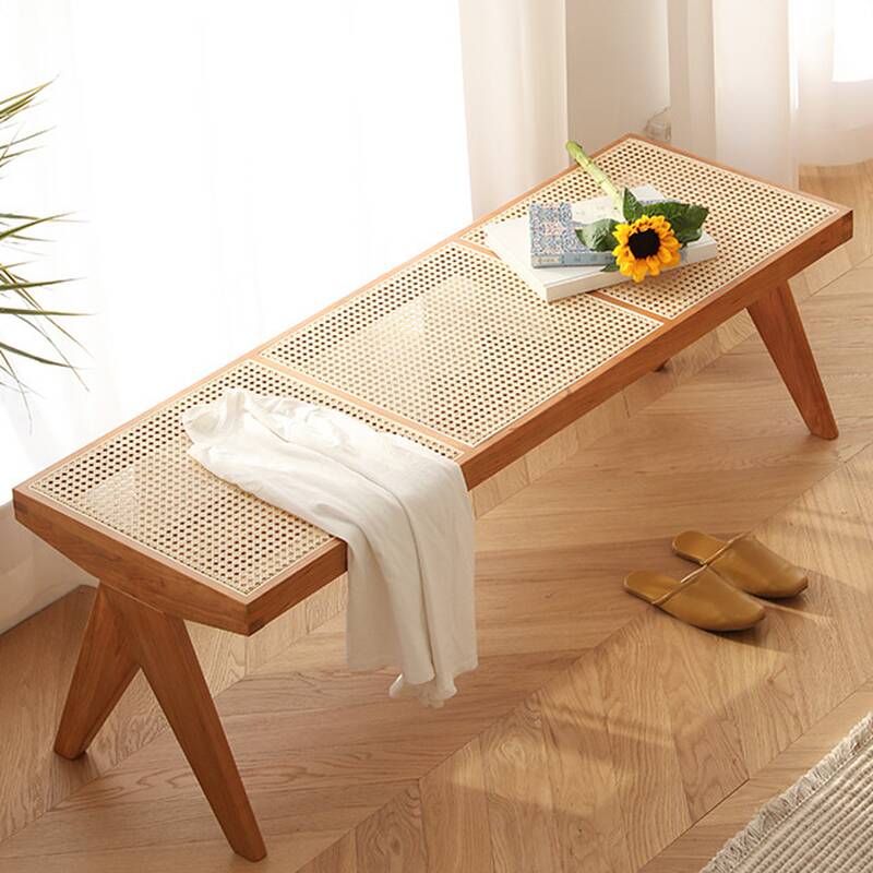 Minimalist Natural Wood Solid Colour Bench Furniture for Living Room