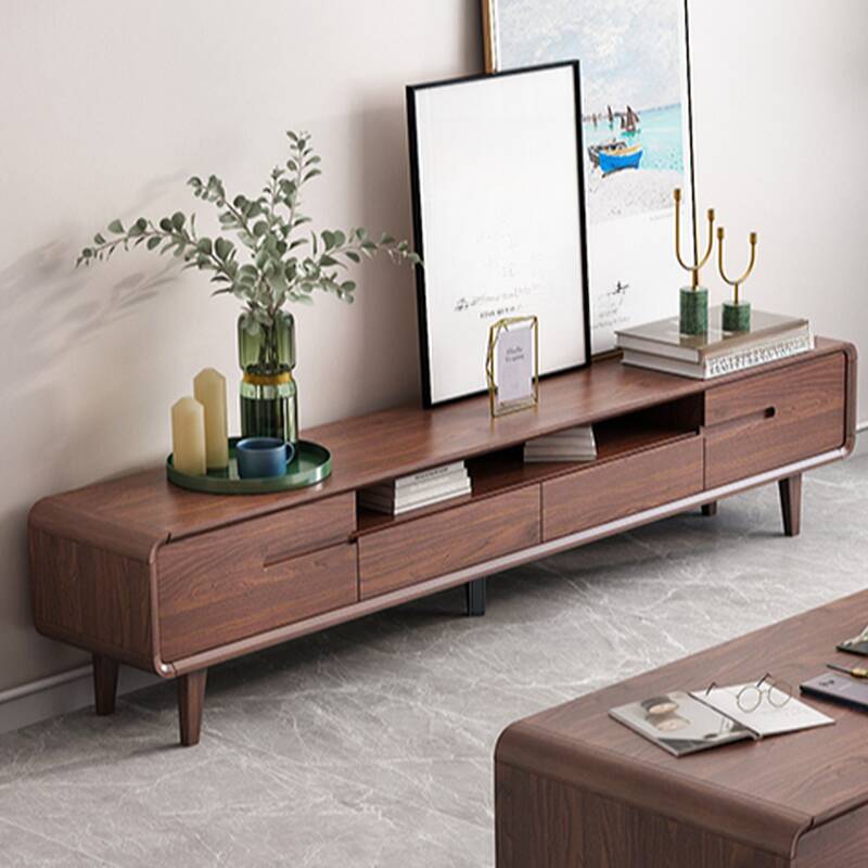 TV Stand with Shelf, 2 Drawers, 2 Cabinets, Cable Management, and Open-air Storage