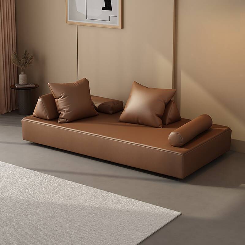 Modern Simple Style Upholstered Solid Colour Living Room Bench with Armrest and Rear Seat Back