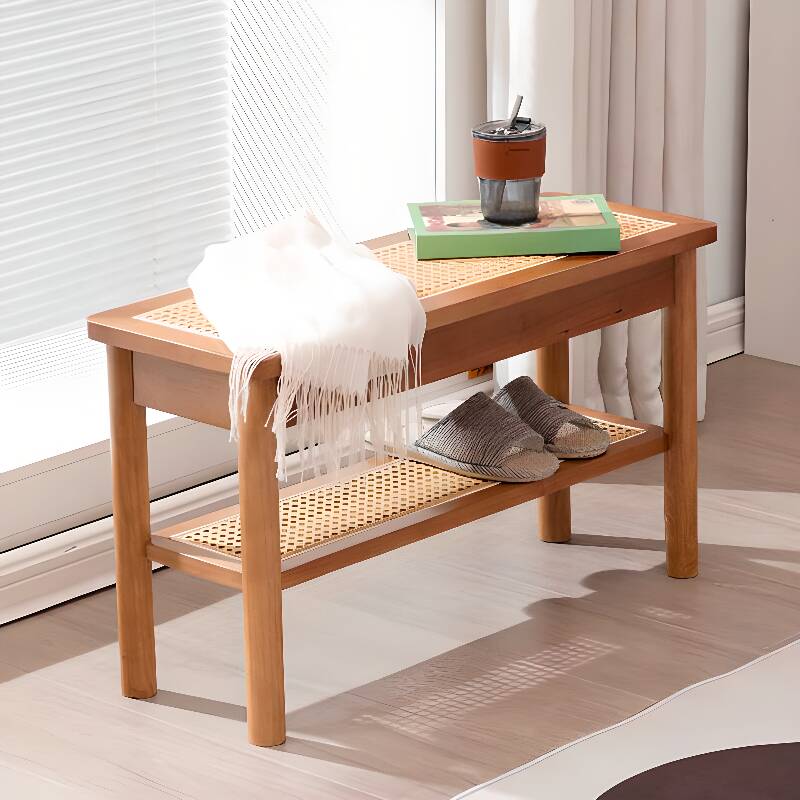 Minimalist Lumber Solid Colour Bench Furniture for Living Room with Storage Receptacle