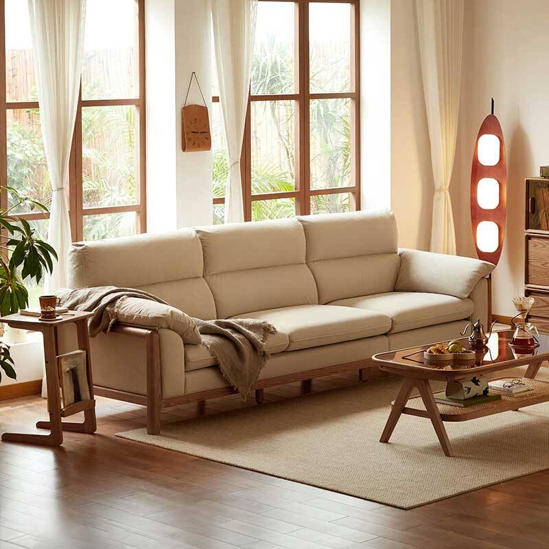 Casual Ivory Standard Sofa with Arm