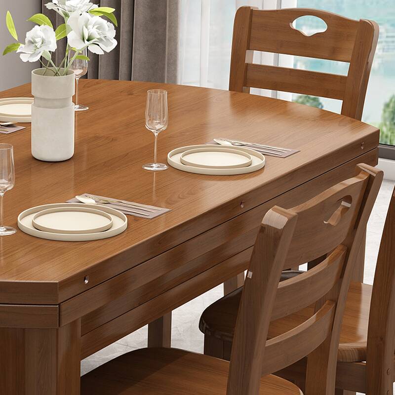 Oval Rubberwood Dining Table Set, Seats 6, Copper/Natural Finish