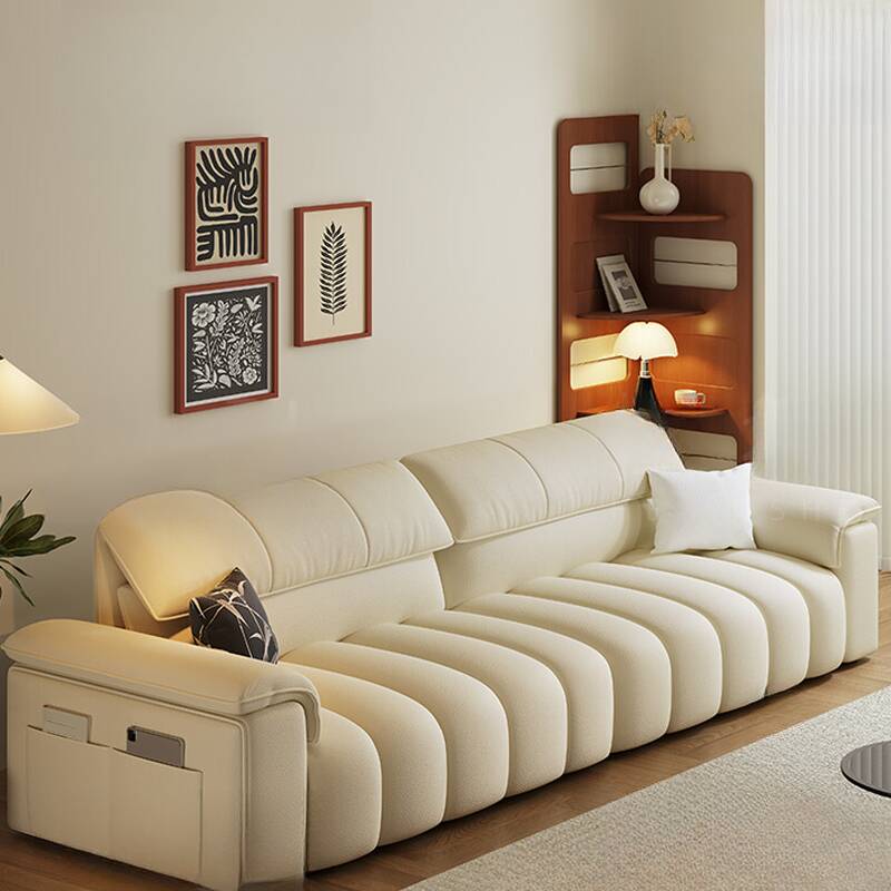 Minimalist Chalk Sofa Seats 5/4-seater/2-seater with Arm, 2 Pillows & Repository, Stain Resistant