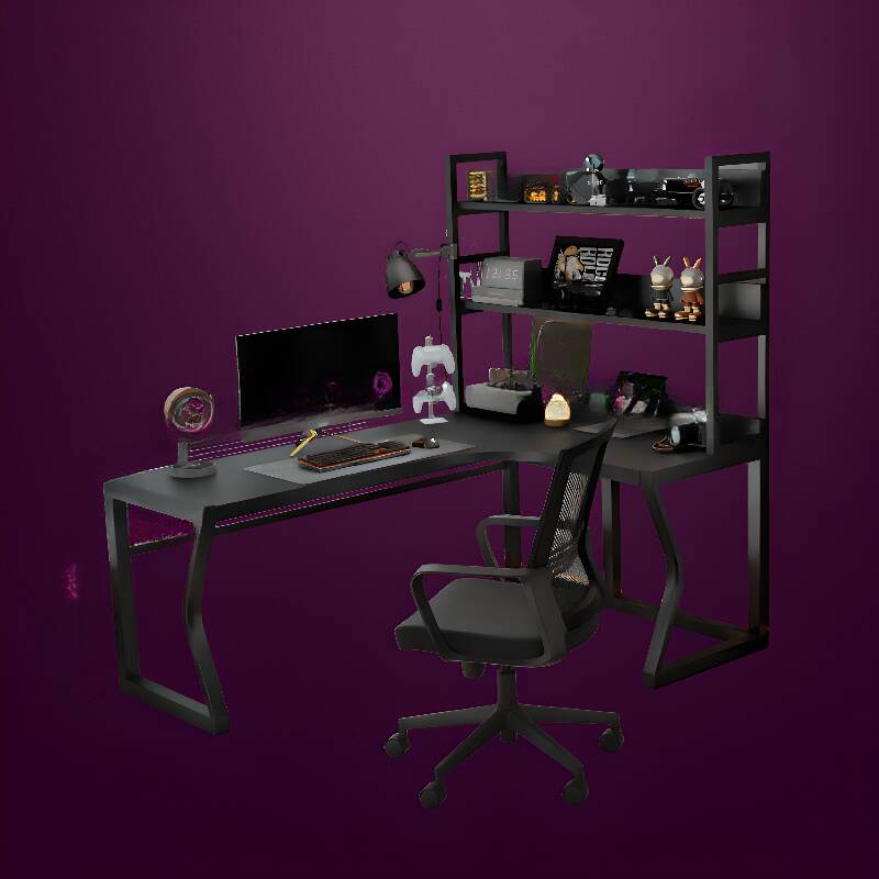 Wooden Work-from-Home Desk with Hutch, Side Shelf, and Easy Installation