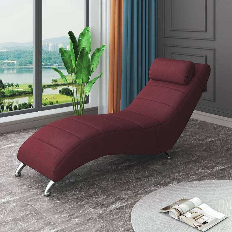 Modern Pleather Overstuffed Reclining Chaise Lounge Loveseat with Solid Colour