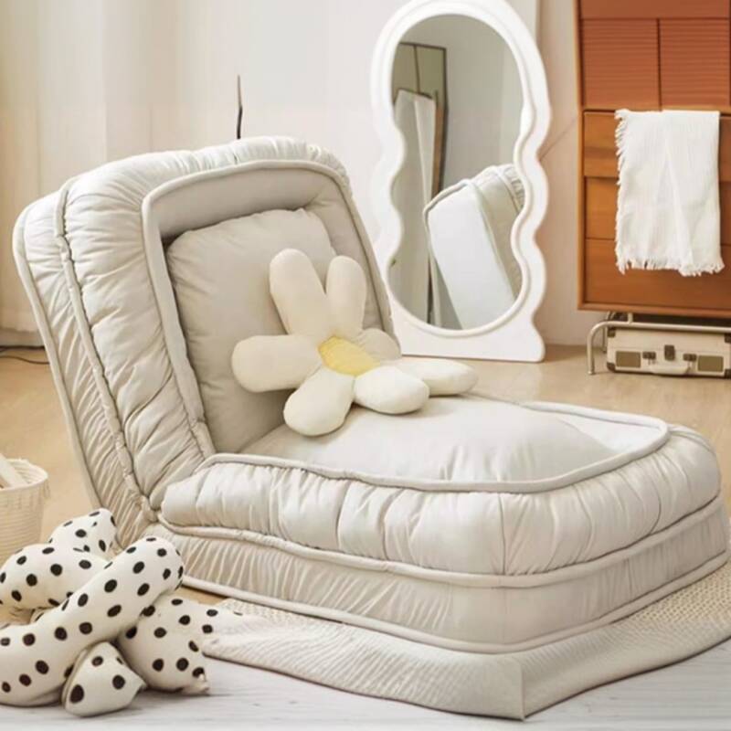 Trendy White/Rose Lounge Chair with Solid Colour, Cushion Back, Slipcover, Reclining, and Pillow