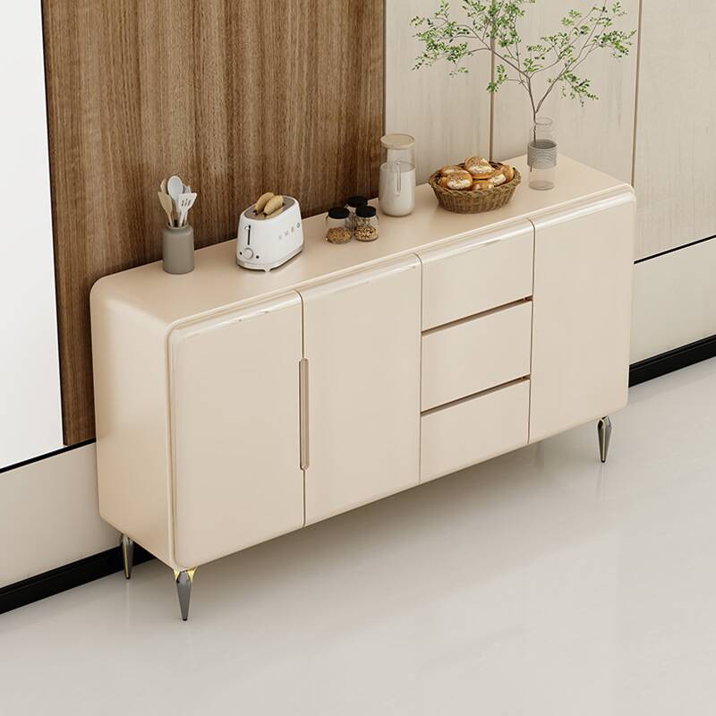 Chalk Trendy Sideboard with 3 Drawers, Standard/Narrow Pantry Hutch, Adjustable Shelving, and 3 Doors