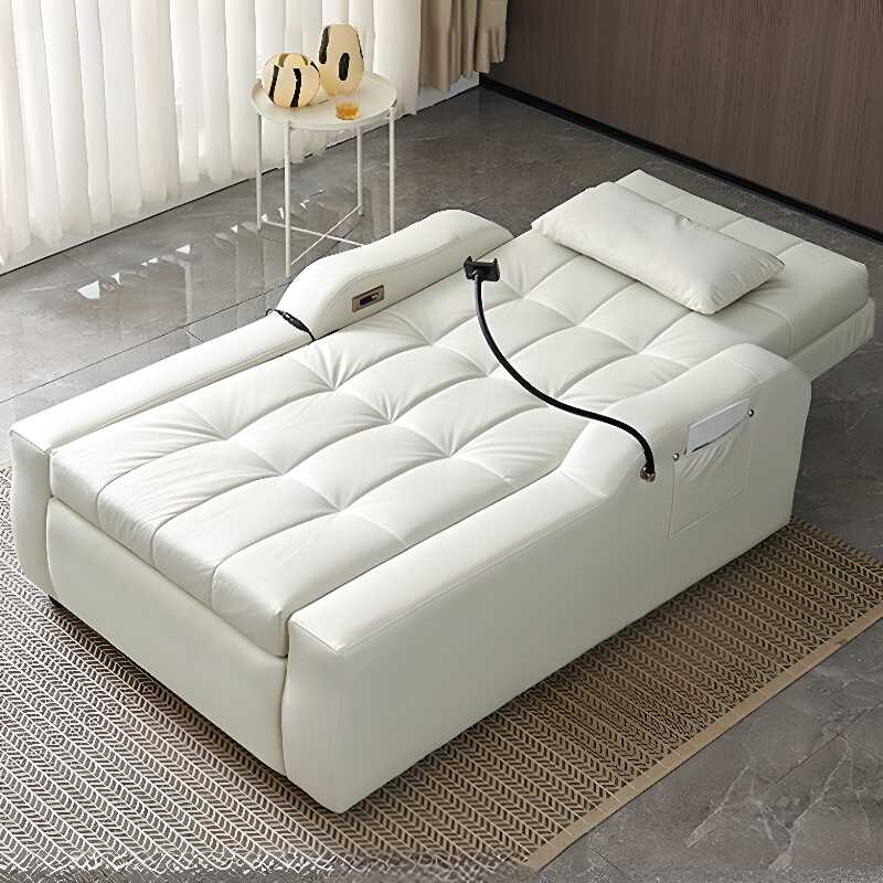 Button-tufted Pillow Back Twin Size Bed and Sofa Futon with Receptacle, Sloped Arm and 1 Pillow for 1