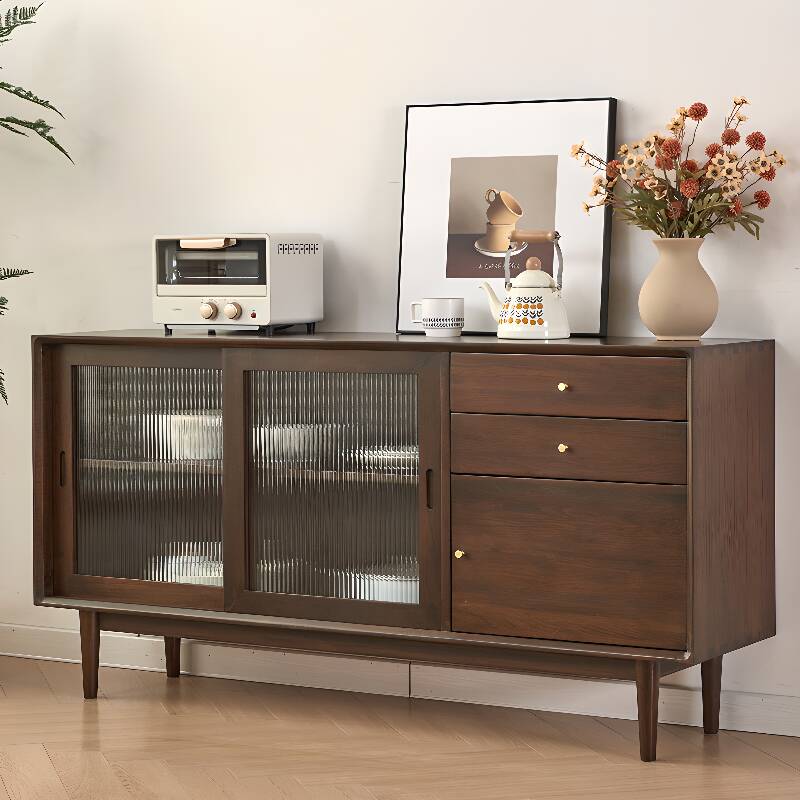 Auburn Modish Sideboard with 2 Drawers, Standard/Narrow Sizes, Larder Storage, Sliding Doors, and Adaptable Shelf