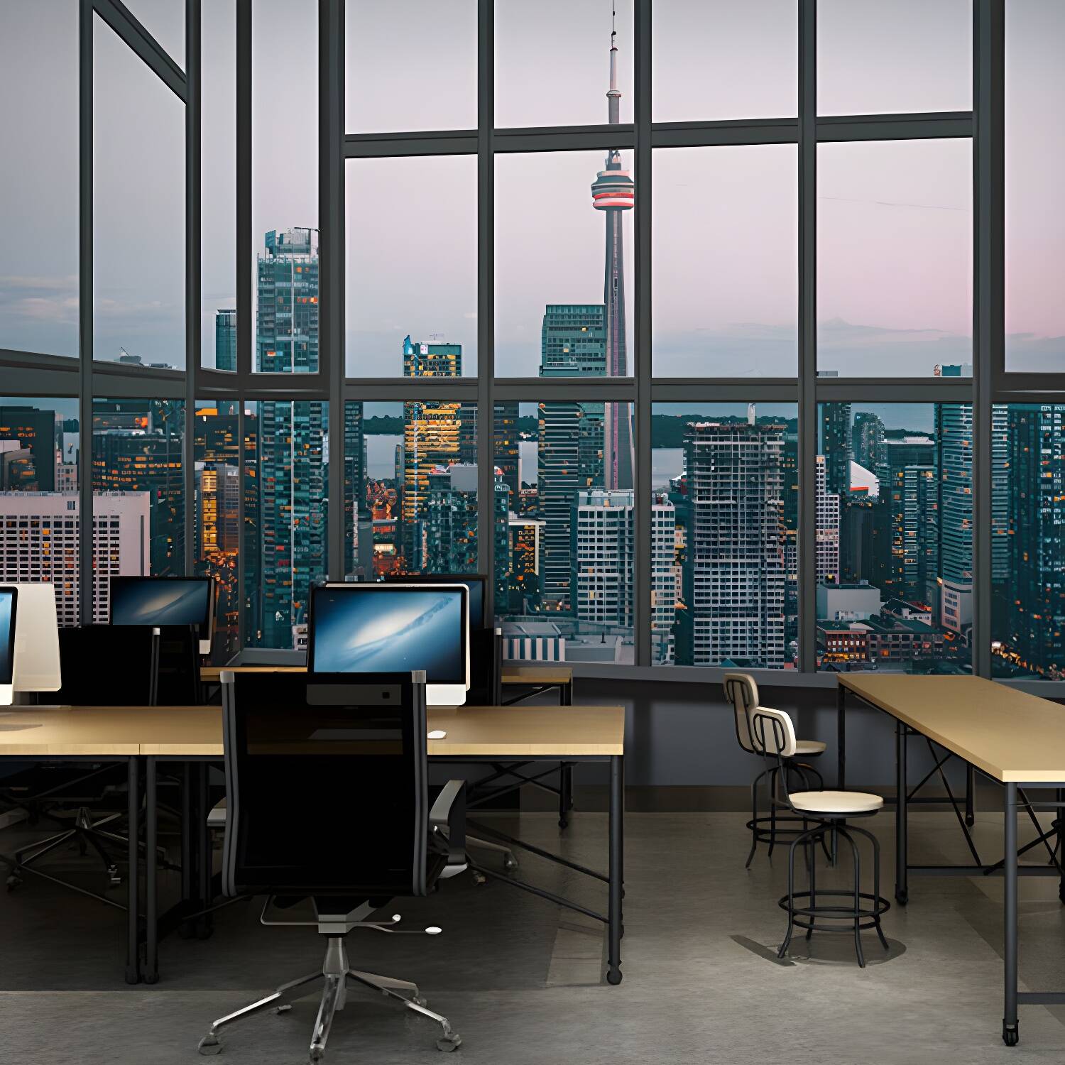 Whole Wall Mural Contemporary 3D Print City View from Office Wall Art in Natural Colour