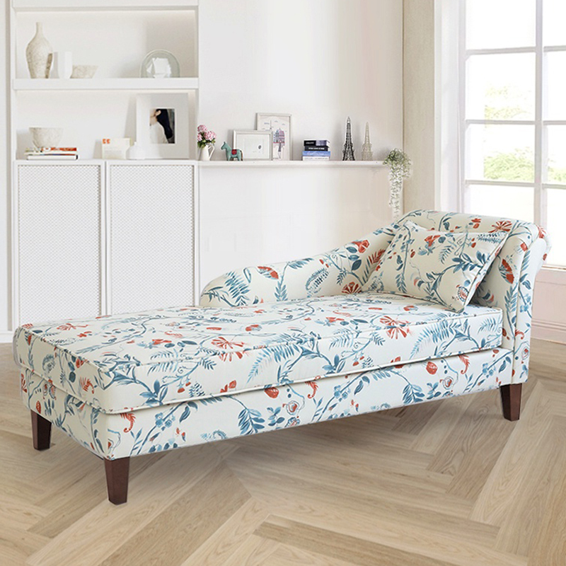 Elegant Padded Toile Pattern Chaise Chair Living Room with Left-side Arm/Right-hand Arm