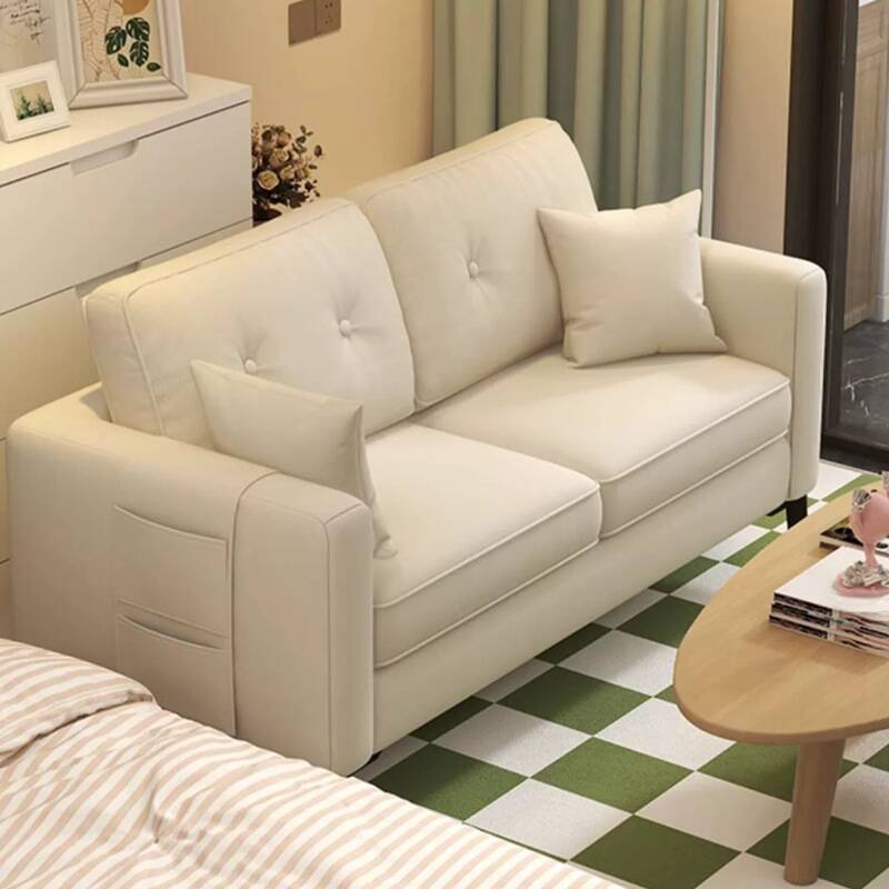 Trendy Water Resistant Ink/Dove Grey/White Sofa with Armrest for 2, Locker Storage, and 2 Pillows