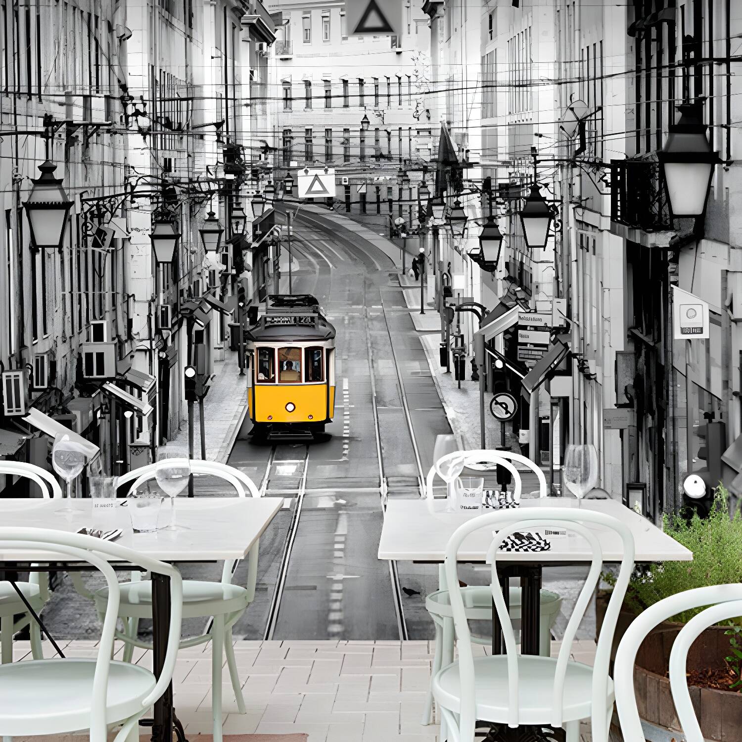 Giant Retro Industrial Wall Art Black and White Street and Bus Murals, Made to Measure