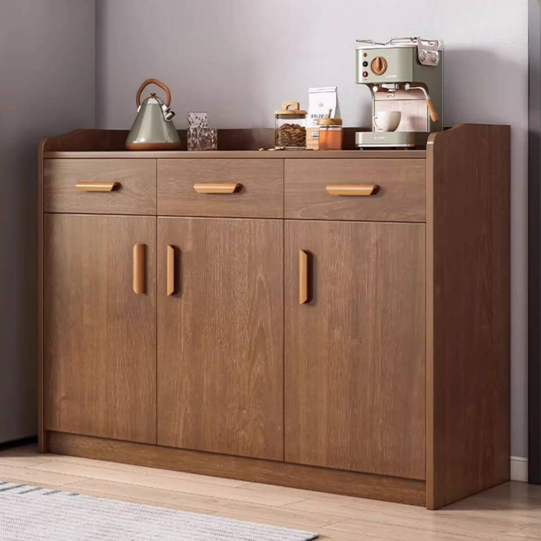 Modish Sideboard/Microwave Shelf Cabinet with Multiple Drawers, Narrow Size, 1 to 3 Shelves, Larder Storage, Timber Countertop, and Various Doors