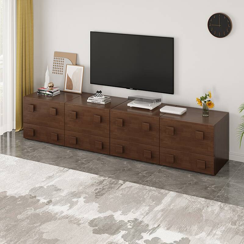 Lumber TV Stand for Sitting Room with Drawers and Cabinet in a Modern Style