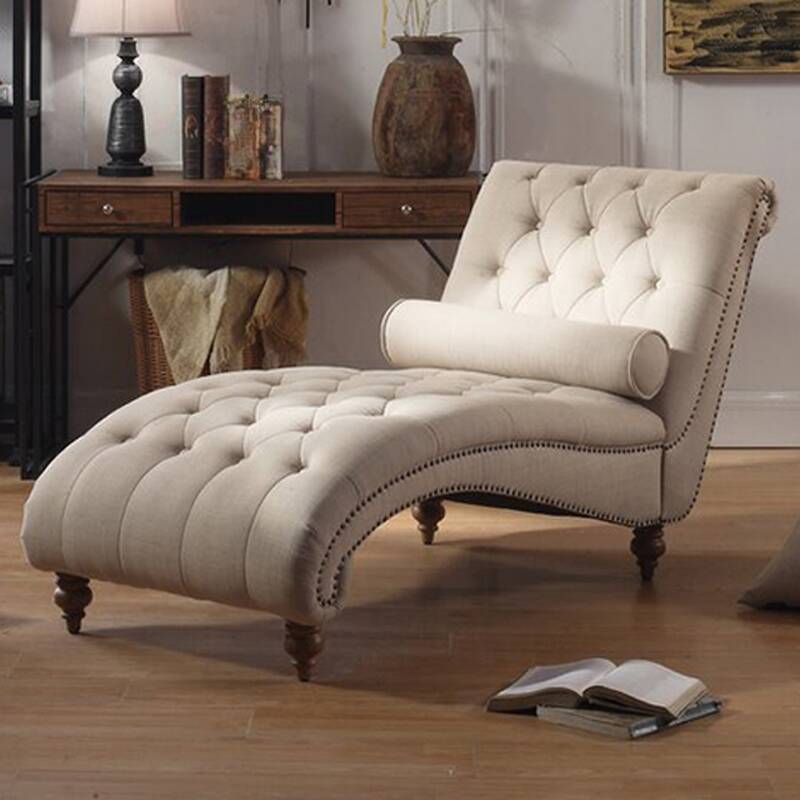 Contemporary Bowed Solid Colour Birch Reclining Chaise Accent Chair