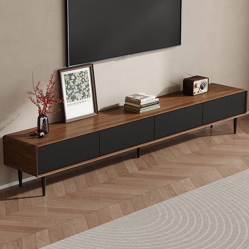 Modern Simple Style Wood TV Stand with 4 Drawers and Cable Management