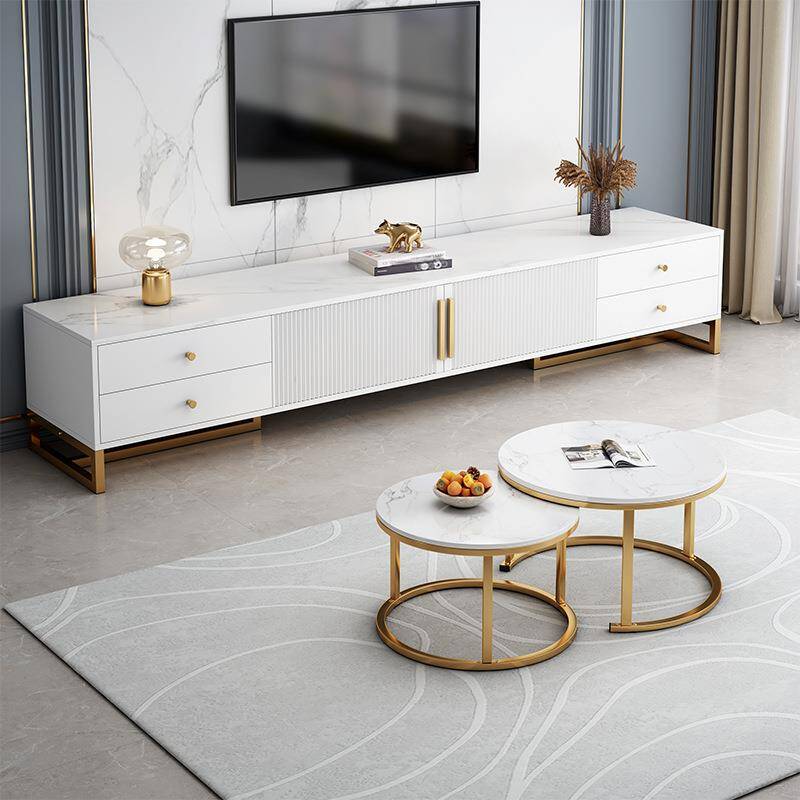 Luxurious Marble Look Rectangle TV Stand