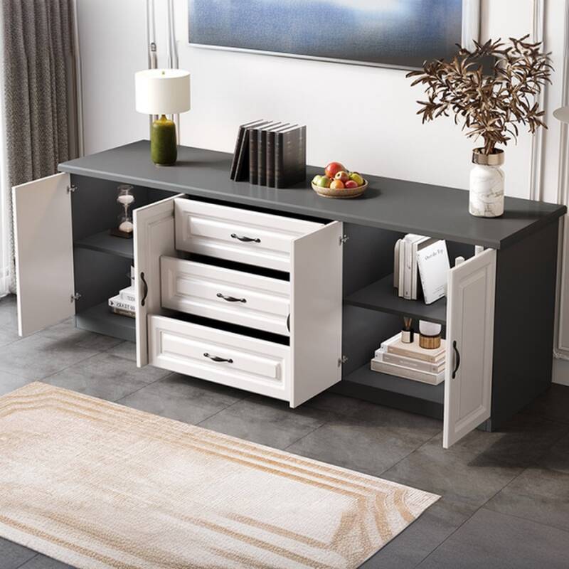 Modern Simple Style TV Stand with 3 Drawers and 2 Cabinets