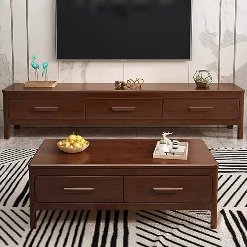 Casual Natural Wood TV Stand with 3 Drawers