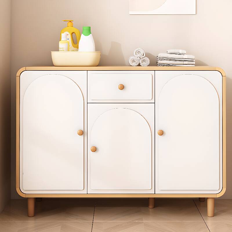 Chalk Contemporary Lumber Top Sideboard with 1 Drawer, 1 Shelf, 2 Doors/3 Doors, and Locker