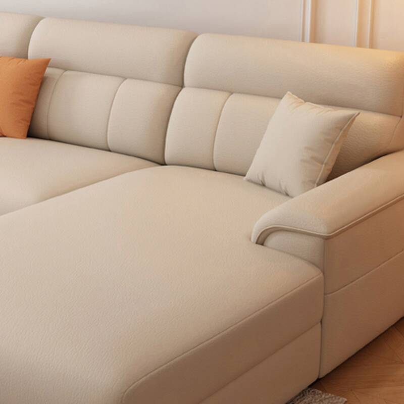 L-Shape Leather Upholstered Sofa Chaise with Concealed Support in a Modern Style