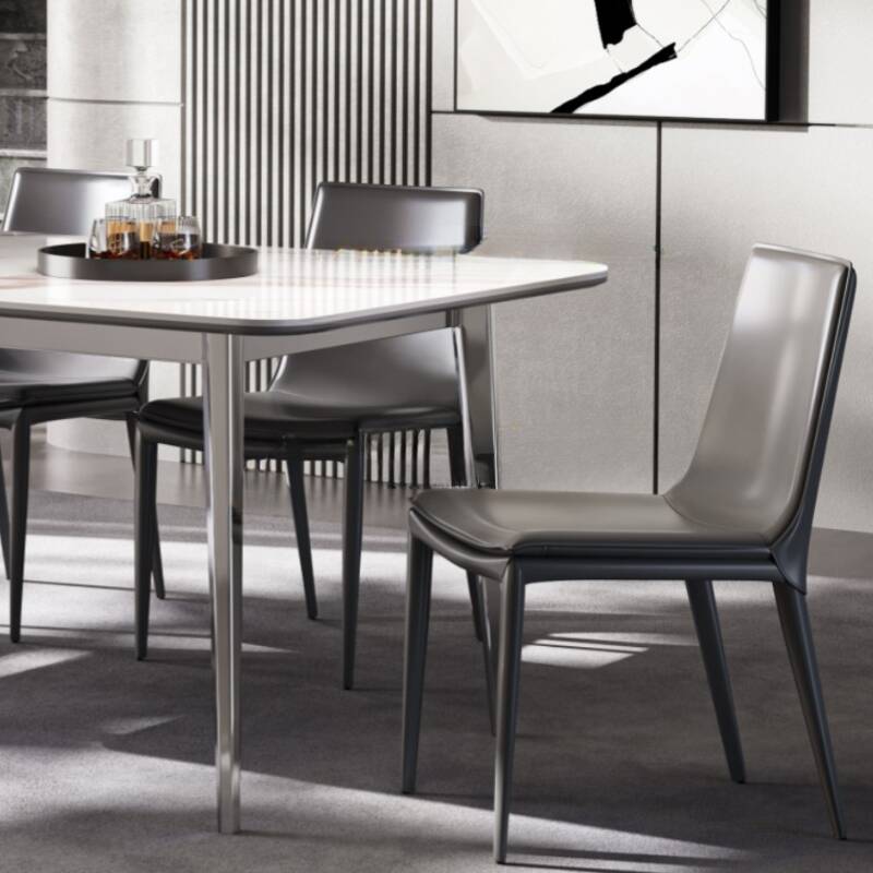 Elegant Rectangular Glass Dining Table Set with 4 Legs, Imperforate Back, and Upholstered Chairs in Midnight Black