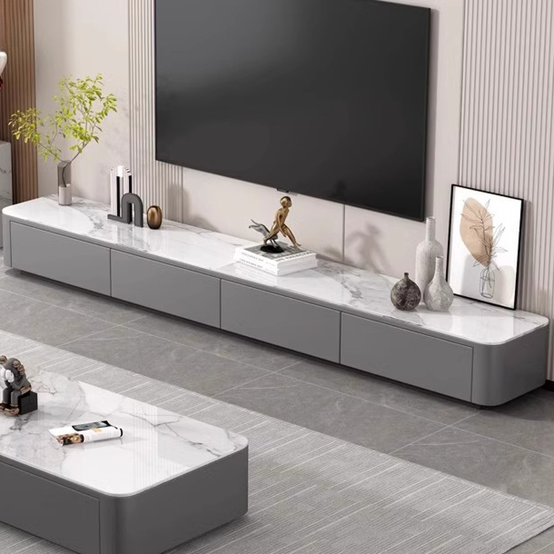 Casual Sintered Stone TV Stand with Multiple Drawer Options