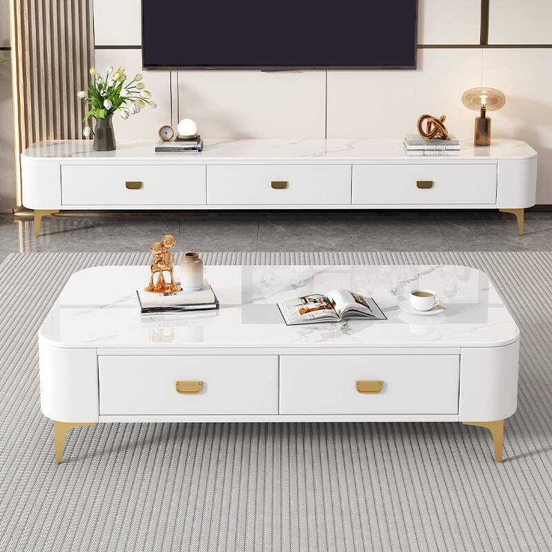 Deco Sintered Stone TV Stand with Versatile Drawer Options