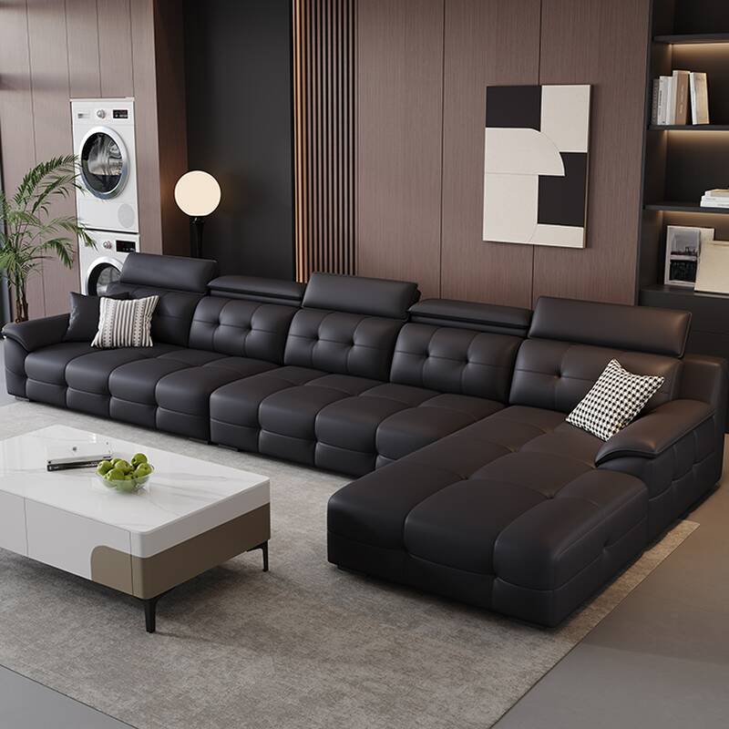 Dark 5-Seater Sofa Recliner with Memory Foam, Button-tufted Tufted Back, Right Hand Facing, and Concealed Support